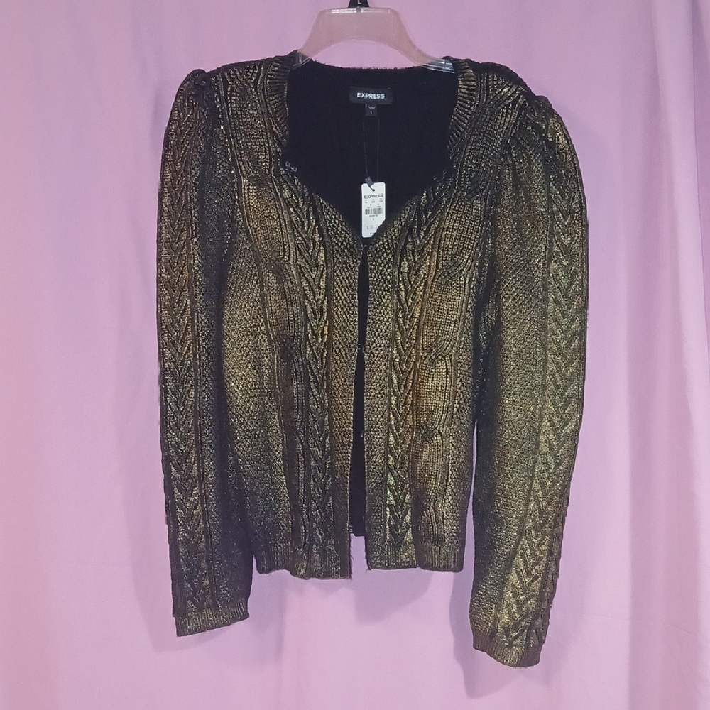 Express Metallic Gold and Black Cardigan